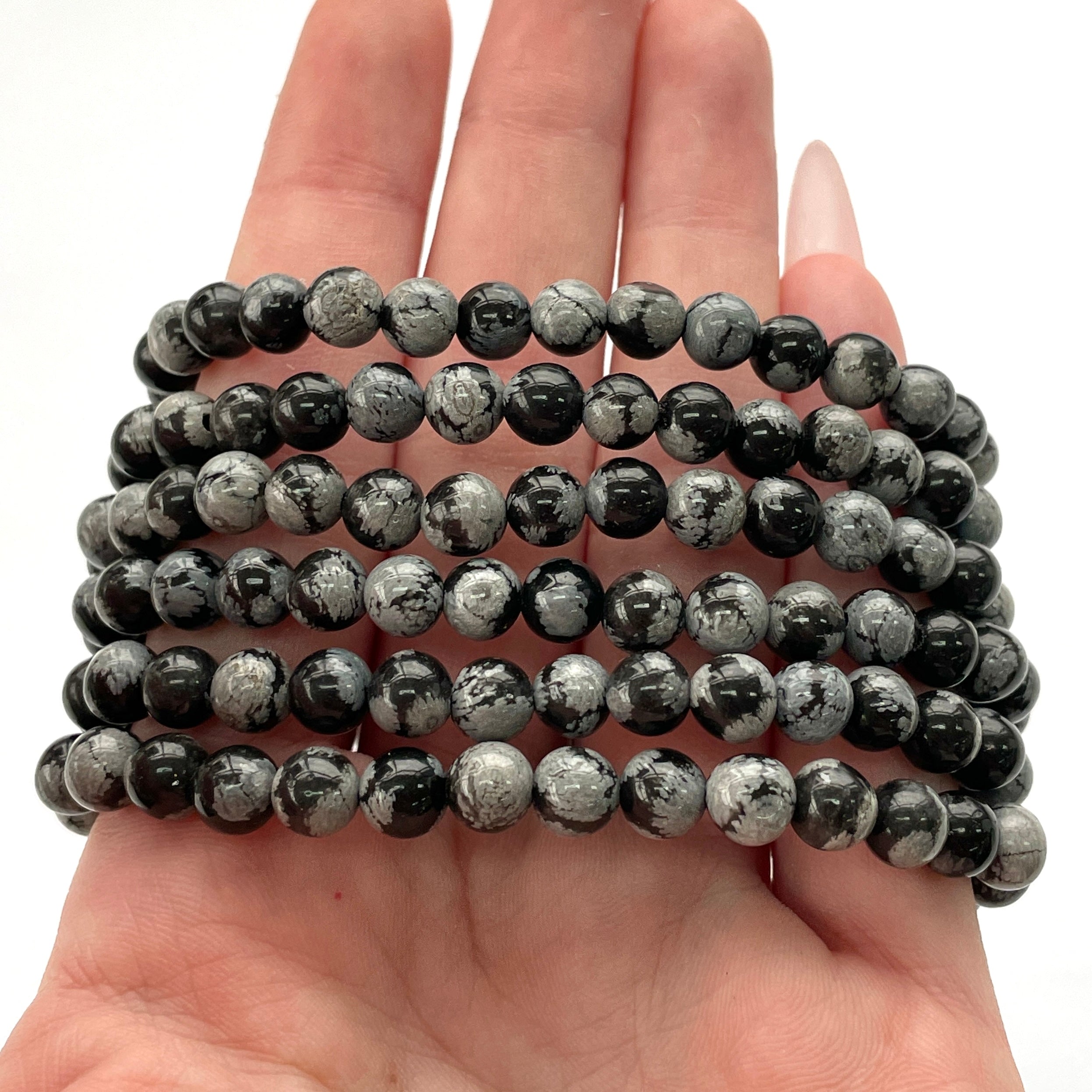 Snowflake Obsidian Beads Bracelet 6mm Snowflake Obsidian Beads Bracelet 6mm